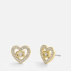 Jewellery|Dr. Martens Coach Pavé Heart Gold-Toned Stud Earrings