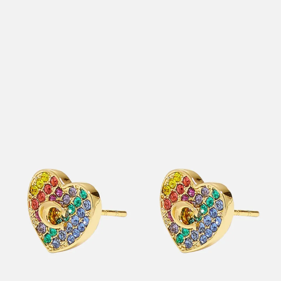 Jewellery|Dr. Martens Coach Pave Heart Gold-Plated Crystals Stud Earrings