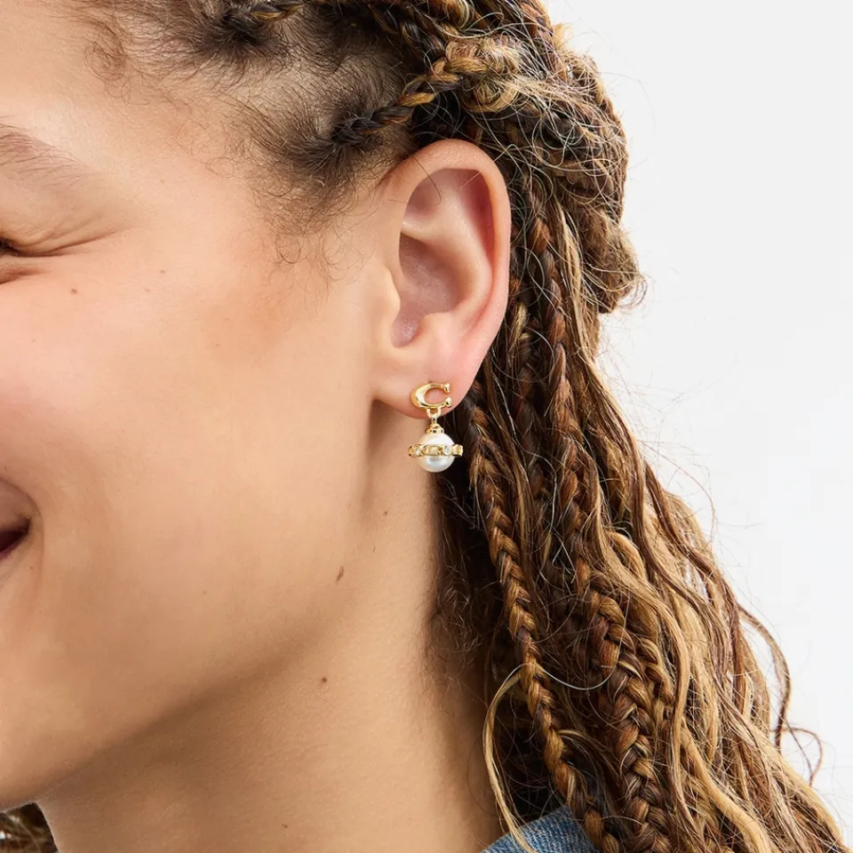 Jewellery|Dr. Martens Coach Pearl Orb Gold-Tone Drop Earrings