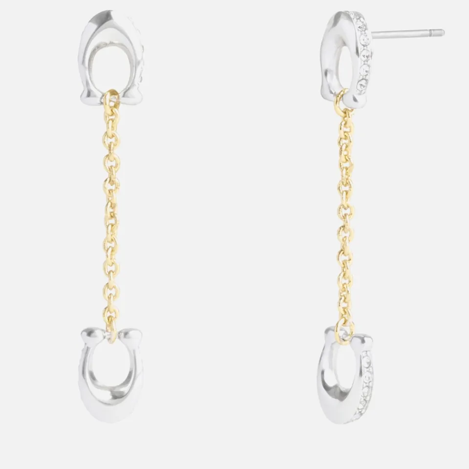 Jewellery|Dr. Martens Coach Signature Pavé C Linear Silver & Gold-Tone Earrings