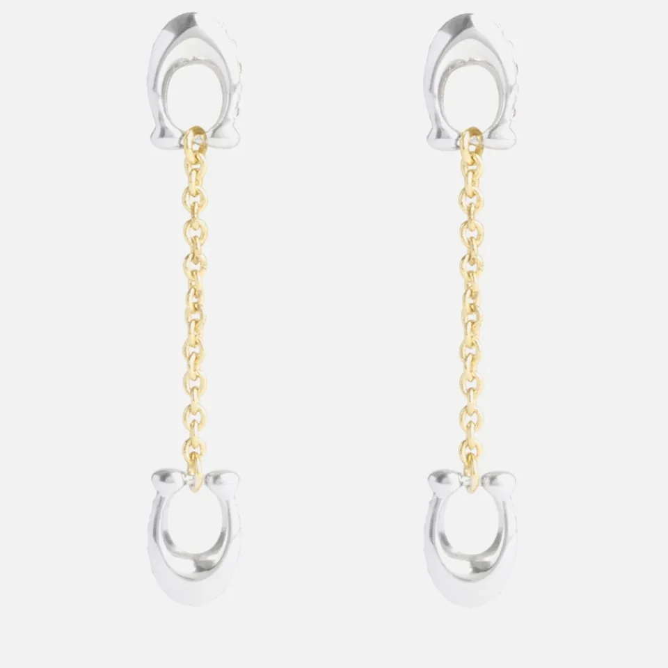 Jewellery|Dr. Martens Coach Signature Pavé C Linear Silver & Gold-Tone Earrings