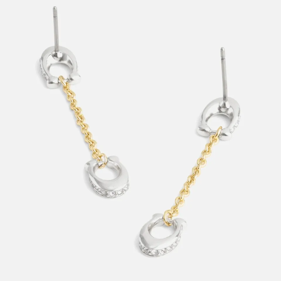 Jewellery|Dr. Martens Coach Signature Pavé C Linear Silver & Gold-Tone Earrings