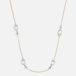 Jewellery|Coach Signature Pavé C Strand Gold-Toned Necklace
