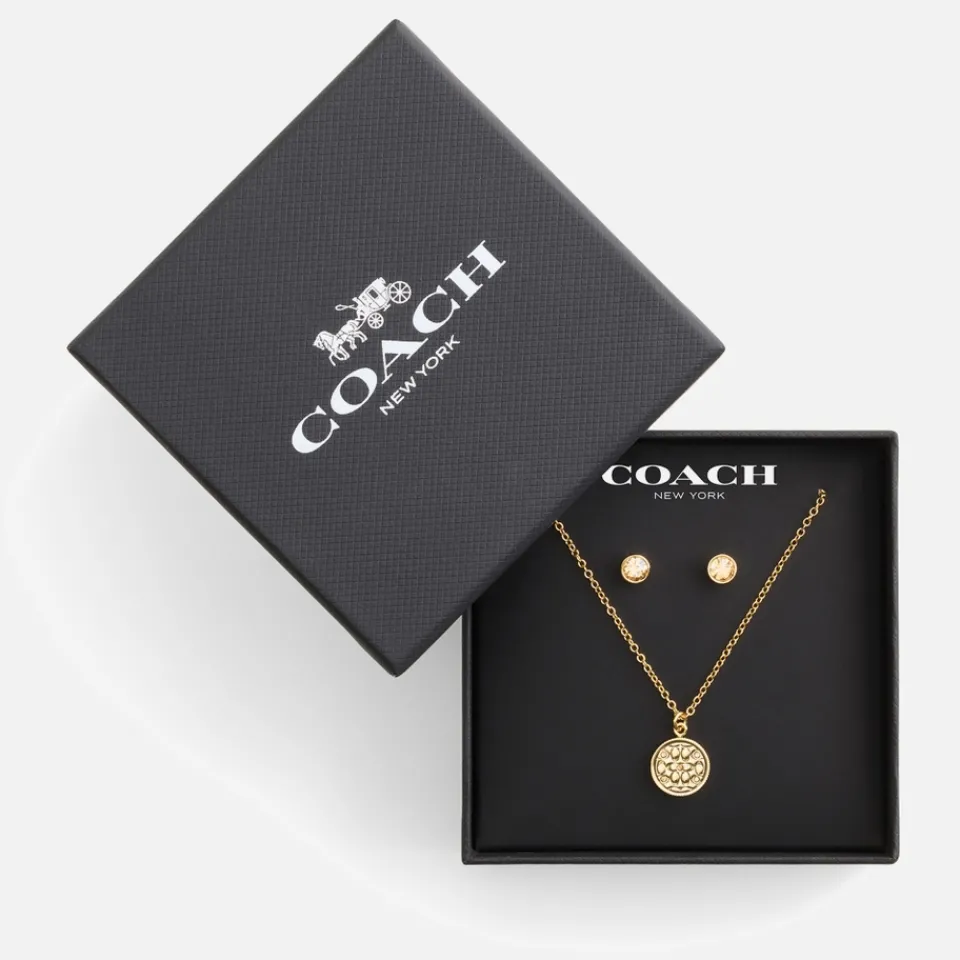 Jewellery|Coach Signature Quilted Coin Gold-Tone Jewellery Set