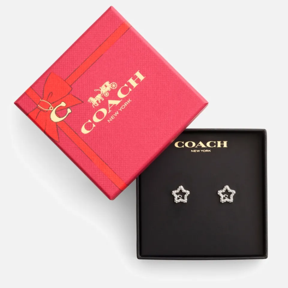 Jewellery|Batsheva Coach Signature Silver-Tone Pavé Star Stud Earrings