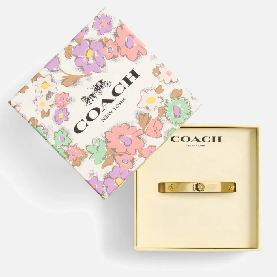 Jewellery|Self-Portrait Coach Tearose Gold-Tone Hinged Bangle