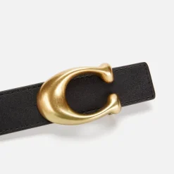 Belts|Coach Women's 25Mm Sculpted C Reversible Belt - Black 1941 Saddle