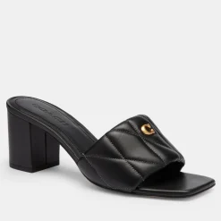 Heels|Coach Women's Quilted Leather Block Heeled Sandals - UK 3