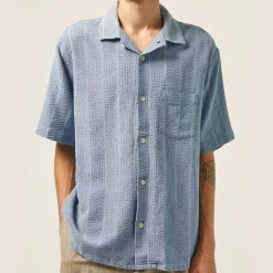 Shirts|Shirts|Ganni Corridor Striped Cotton-Blend Seersucker Shirt - L