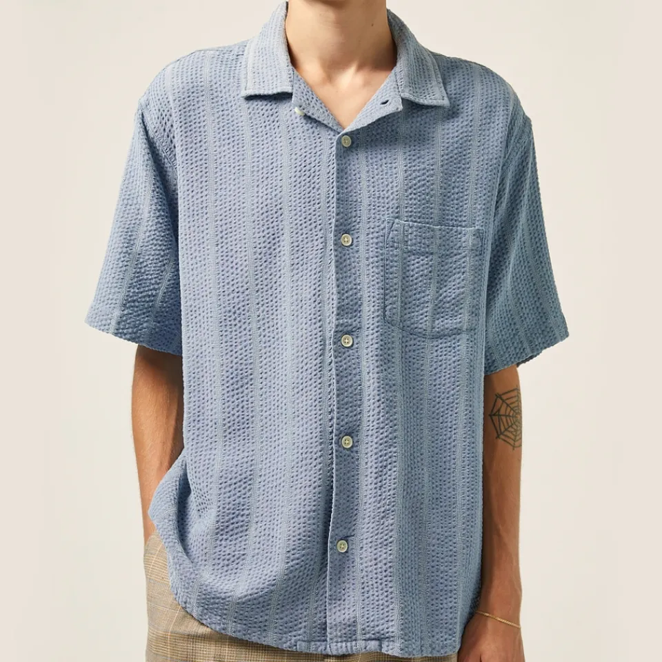 Shirts|Shirts|Ganni Corridor Striped Cotton-Blend Seersucker Shirt - L