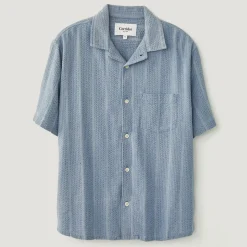 Shirts|Shirts|Ganni Corridor Striped Cotton-Blend Seersucker Shirt - L
