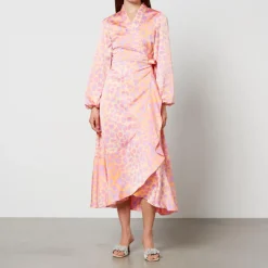 Dresses|Dresses|Dr. Martens Cras Laracras Printed Silk-Satin Wrap Dress - EU 34/UK 6