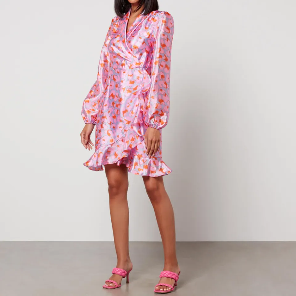 Dresses|Dresses|Cras Linda Printed Satin-Crepe Wrap Dress - EU 38/UK 12