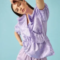 T-Shirts And Tops|Shirts And Blouses|Cras Mika Frilled Jacquard Blouse - EU 34/UK 6