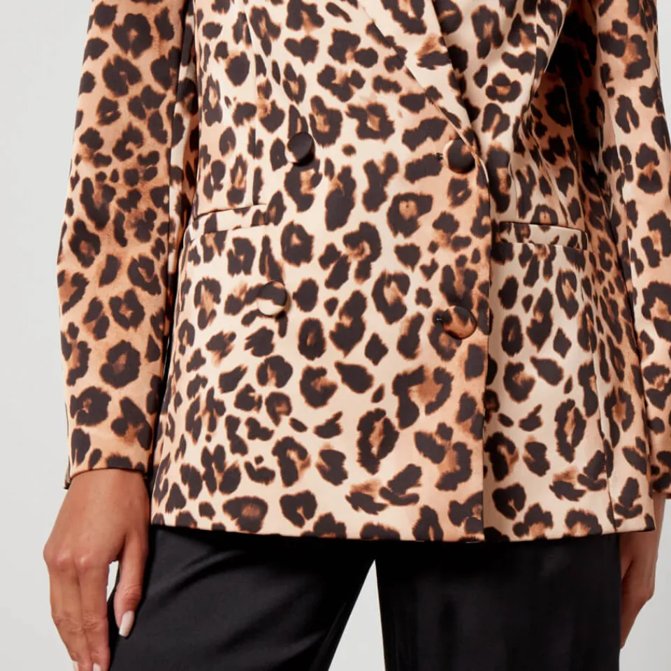Jackets|Coats|Cras Samy Leopard-Print Satin Blazer - EU 34/UK 8