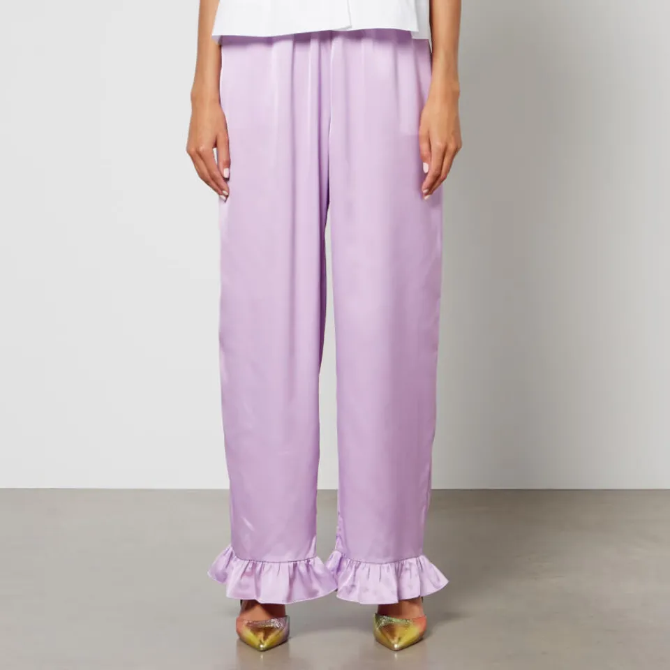 Trousers|Cras Crās Hunter Ruffle-Trimmed Satin Trousers - EU 34/UK 6