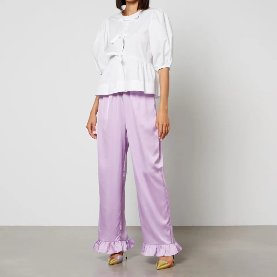 Trousers|Cras Crās Hunter Ruffle-Trimmed Satin Trousers - EU 34/UK 6