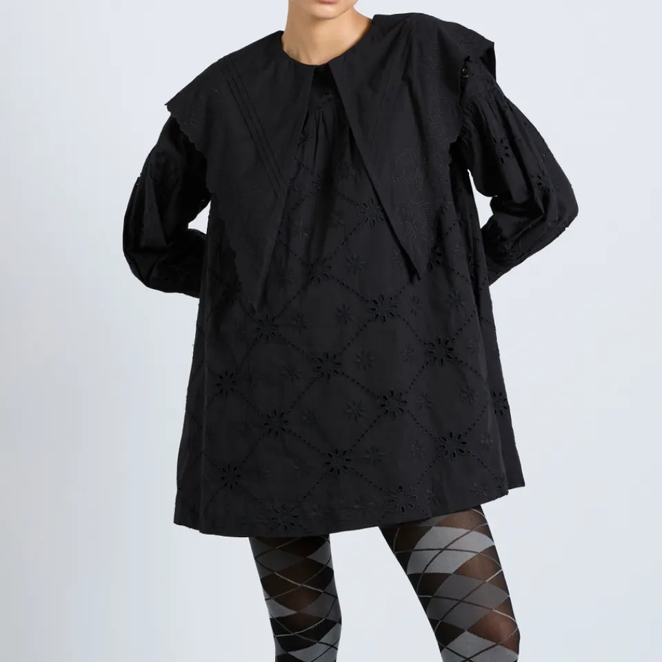 Dresses|Dresses|Ganni Damson Madder Candice Cotton-Poplin Collared Mini Dress - UK 6