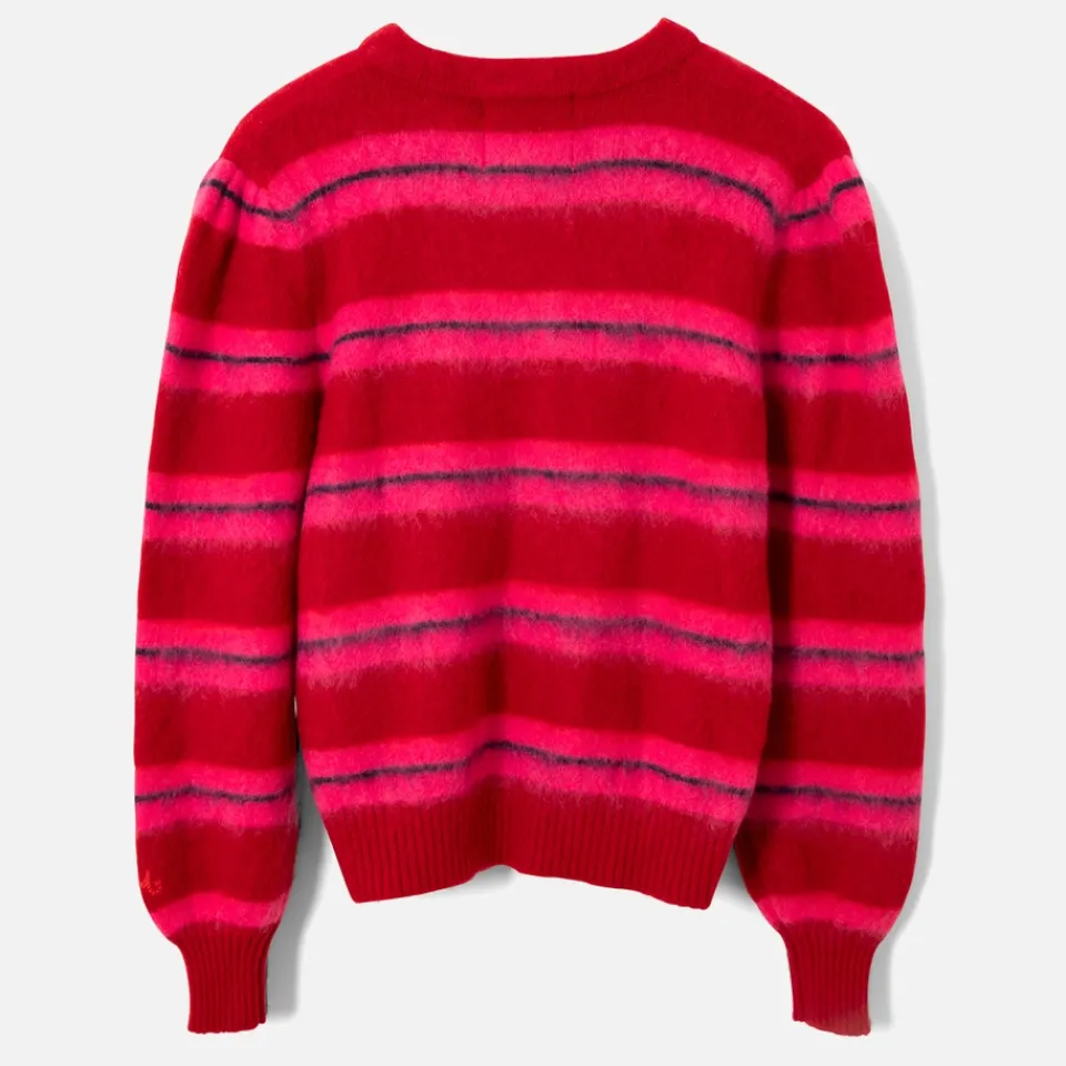 Knitwear|Damson Madder Cece Intarsia-Striped Knit Cardigan - UK 16