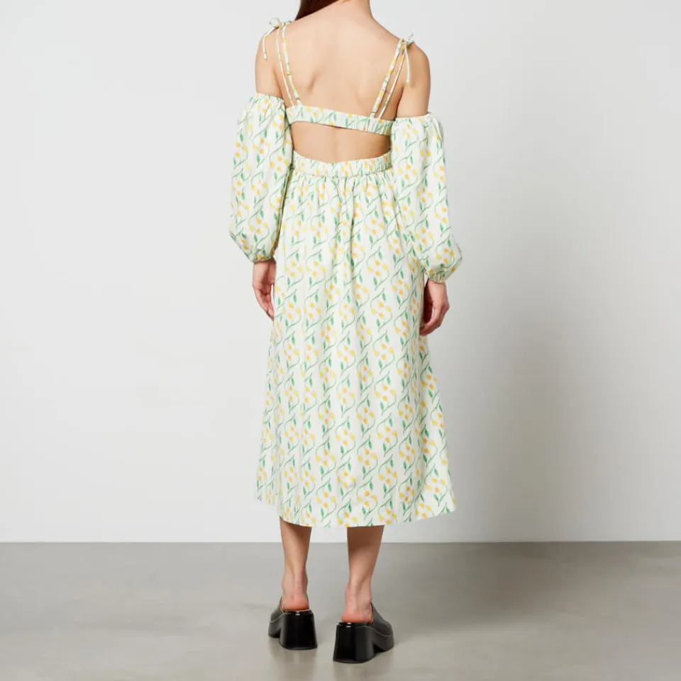 Dresses|Dresses|Stine Goya Damson Madder Edwina Floral-Print Cotton Midi Dress - UK 10