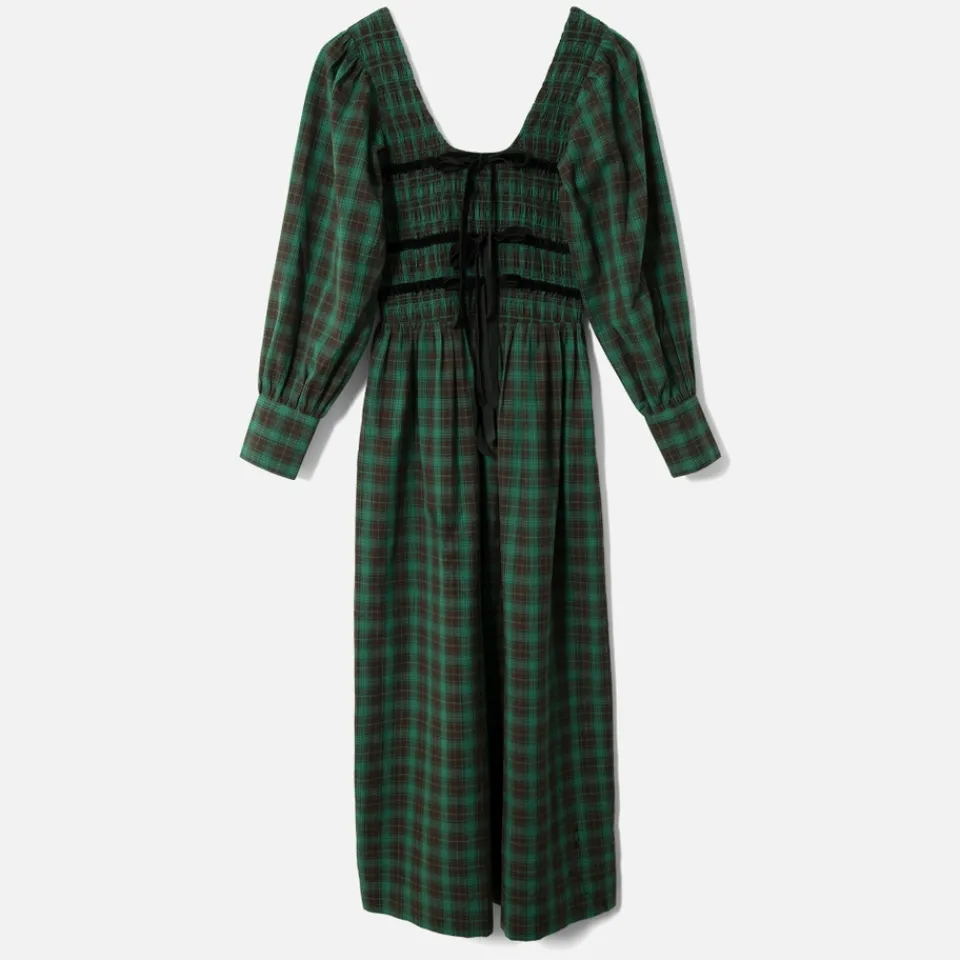 Dresses|Dresses|Damson Madder Elle Checked Cotton Midi Dress - UK 6