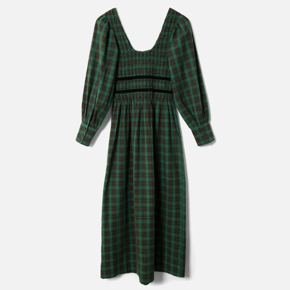 Dresses|Dresses|Damson Madder Elle Checked Cotton Midi Dress - UK 6