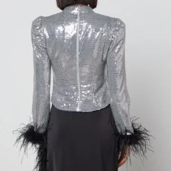 T-Shirts And Tops|De La Vali Limousine Feather Sequined Top - UK 12
