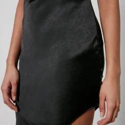 Dresses|Dresses|ROTATE Birger Christensen De La Vali Off-Shoulder Aysmmetric Satin Midi Dress - UK 12