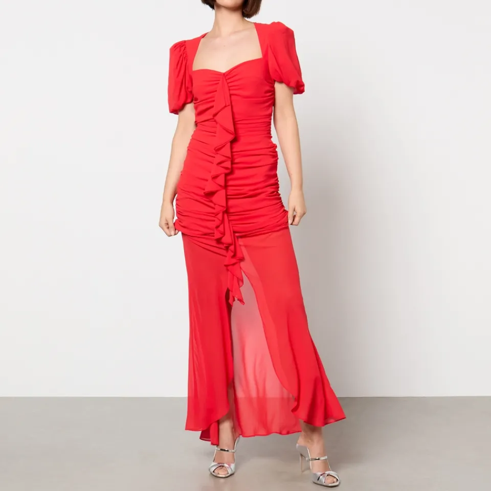 Dresses|Dresses|De La Vali Ruched Chiffon Maxi Dress - UK 8