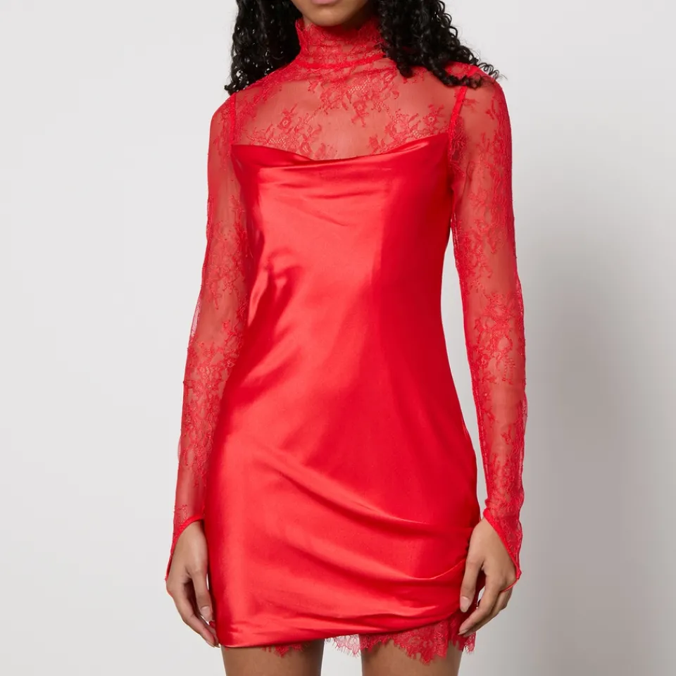 Dresses|Dresses|Cras De La Vali Satin and Lace Mini Dress - UK 6
