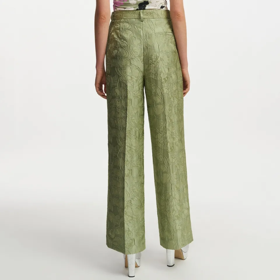 Trousers|Kitri Essentiel Antwerp Fling Floral-Brocade Wide-Leg Pants - UK 8
