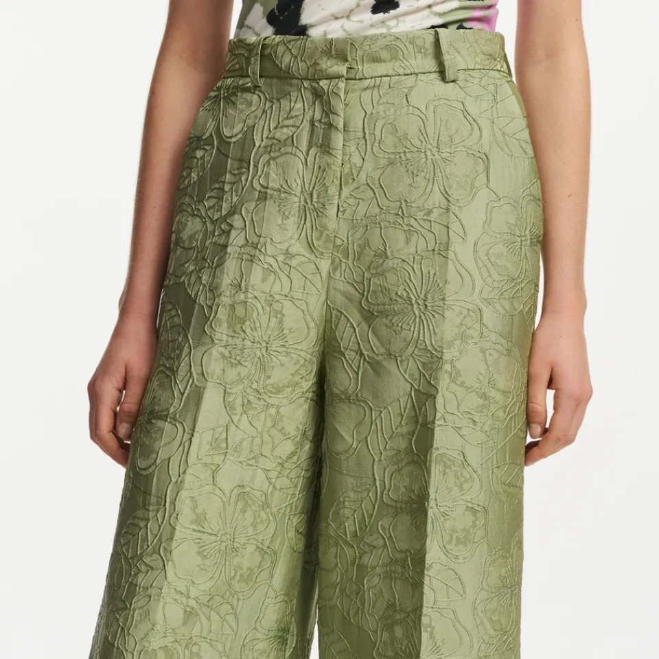 Trousers|Kitri Essentiel Antwerp Fling Floral-Brocade Wide-Leg Pants - UK 8