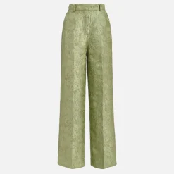 Trousers|Kitri Essentiel Antwerp Fling Floral-Brocade Wide-Leg Pants - UK 8