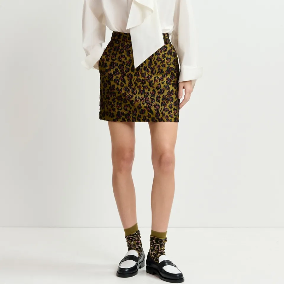 Skirts|Skirts|Essentiel Antwerp Generic Leopard-Cloqué Skirt - EU 36/UK 8