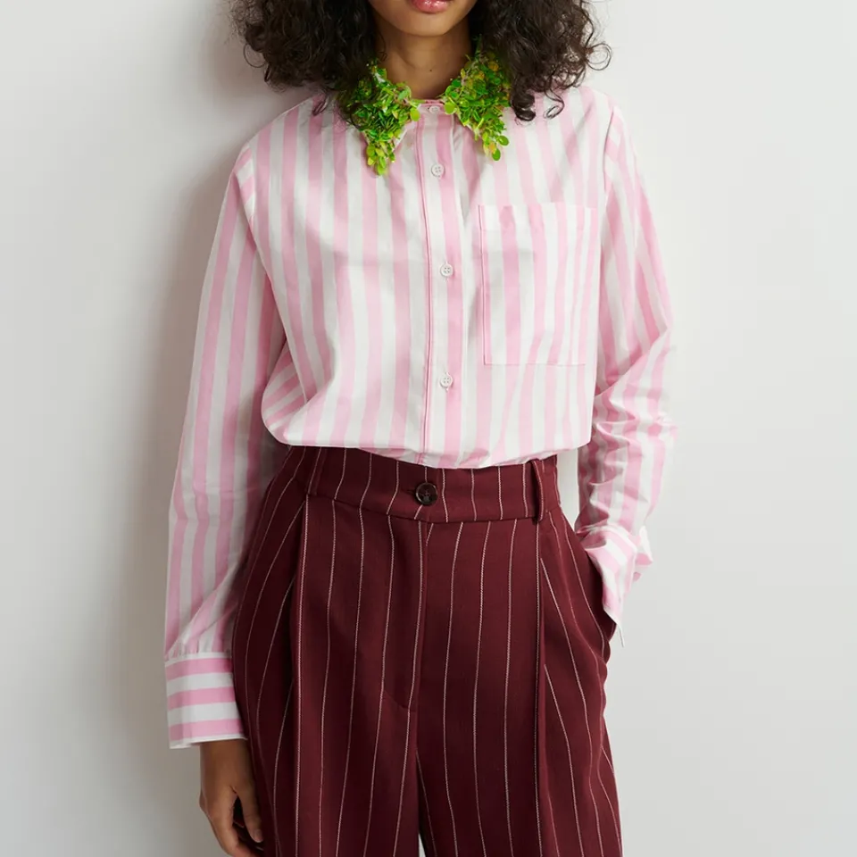 T-Shirts And Tops|Shirts And Blouses|Stine Goya Essentiel Antwerp Hashbrown Sequin Collar Cotton-Poplin Shirt - EU 36/UK 8