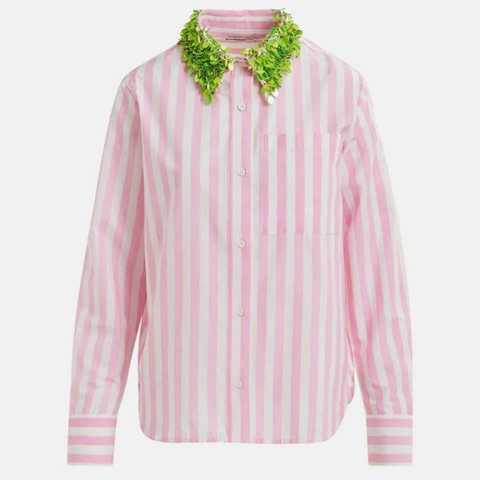 T-Shirts And Tops|Shirts And Blouses|Stine Goya Essentiel Antwerp Hashbrown Sequin Collar Cotton-Poplin Shirt - EU 36/UK 8