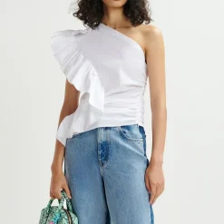 T-Shirts And Tops|Shirts And Blouses|Hunza G Essentiel Antwerp Haven Cotton-Poplin Top - EU 34/UK6