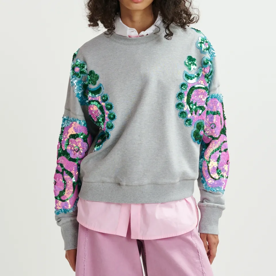 Loungewear|Sweatshirts|Essentiel Antwerp Hecrazy Sequin-Embellished Cotton-Jersey Sweatshirt - 0