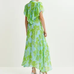 Dresses|Dresses|Astrid & Miyu Essentiel Antwerp Honolulu Ruffle Chiffon Midi Dress - EU 34/UK6