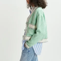 Coats|Jackets|Anni Lu Essentiel Antwerp Hoola Cropped Fringe Bouclé Jacket - M