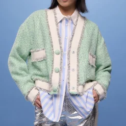 Coats|Jackets|Anni Lu Essentiel Antwerp Hoola Cropped Fringe Bouclé Jacket - M
