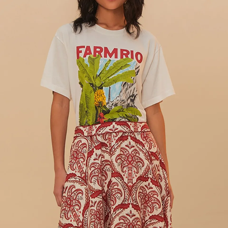Loungewear|T-Shirts And Tops|Anine Bing Farm Rio From Brasil To The World Cotton-Jersey T-Shirt - M