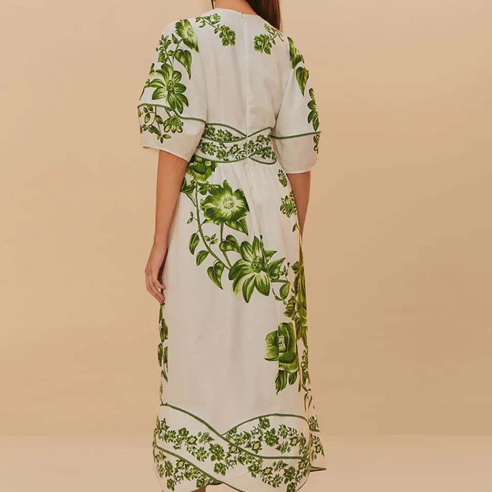 Dresses|Dresses|Dr. Martens Farm Rio Green Floral Cascade Cotton Midi Dress - XS