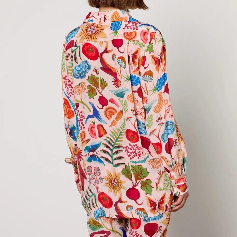 Loungewear|Ganni Farm Rio Printed Crepe Pyjama Shirt - XS