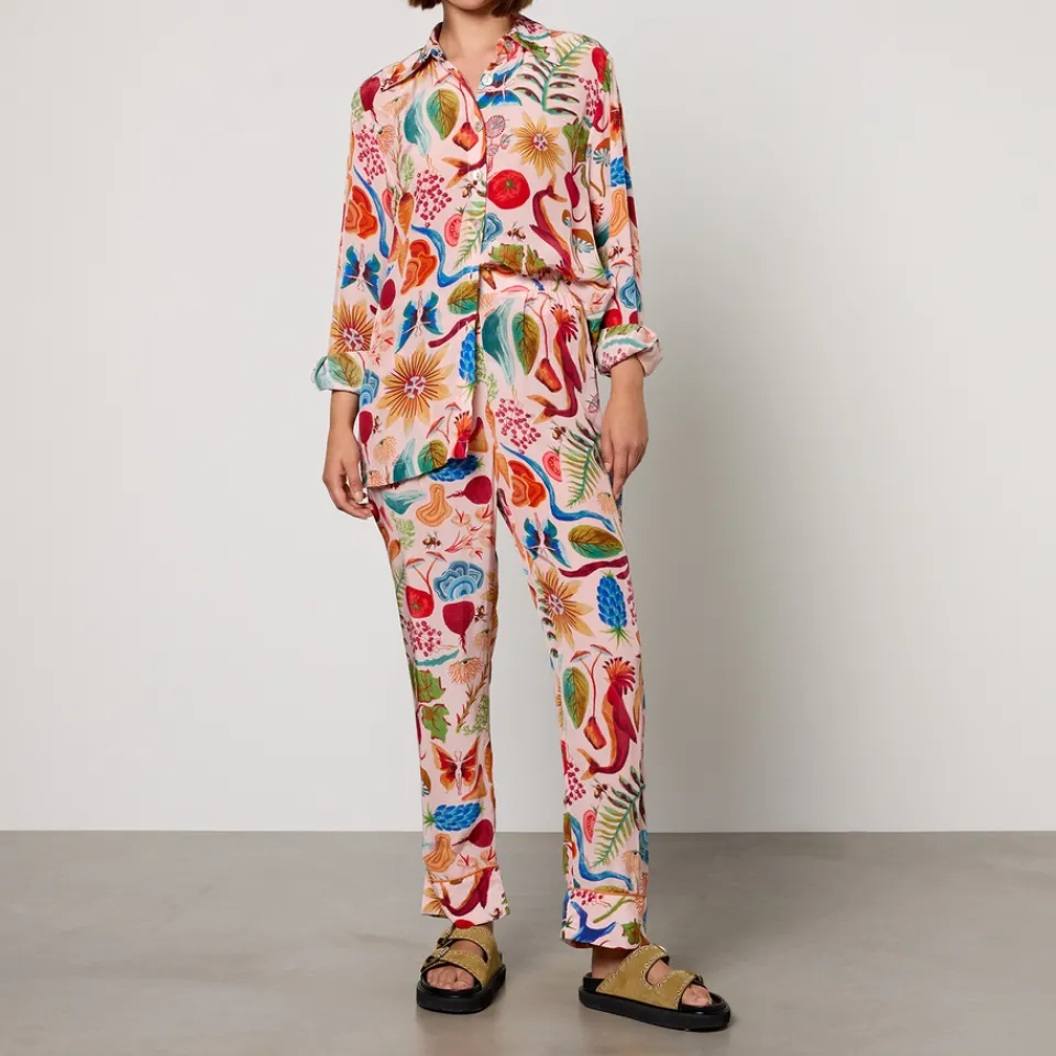 Loungewear|Ganni Farm Rio Printed Crepe Pyjama Shirt - XS