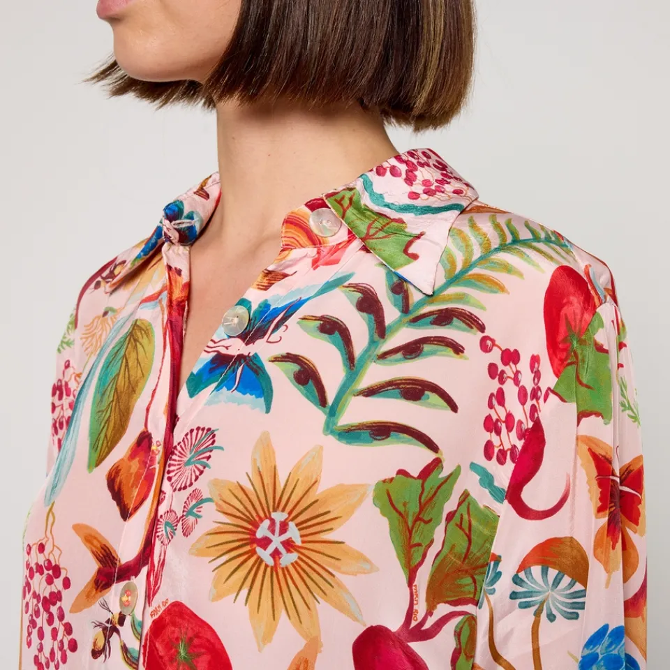 Loungewear|Ganni Farm Rio Printed Crepe Pyjama Shirt - XS