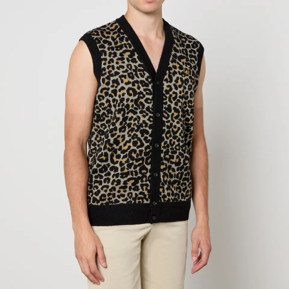 Knitwear|Dr. Martens Fred Perry Leopard Cotton-Blend Jacquard Vest - M