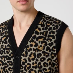 Knitwear|Dr. Martens Fred Perry Leopard Cotton-Blend Jacquard Vest - M