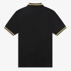 Polo Shirts|Fred Perry Men's Single Tipped Polo Shirt - Black/Champagne - 38"/S