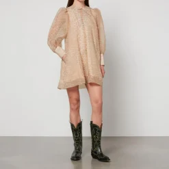 Dresses|Dresses|Samsøe Samsøe Ganni Animal-Print Organza Mini Dress - EU 34/UK 6